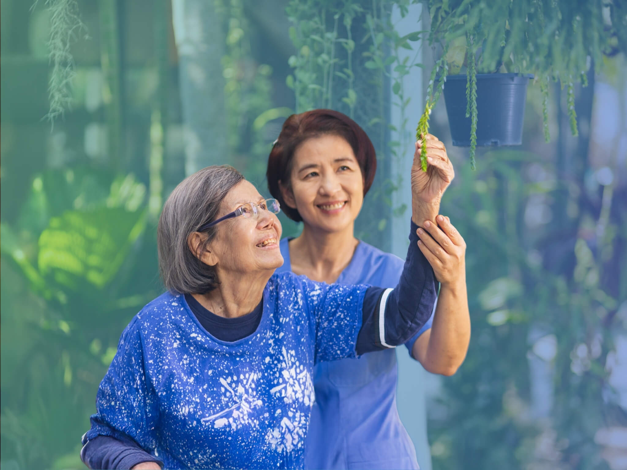 Caregiver providing home care services in San Leandro, CA for an older adult at home